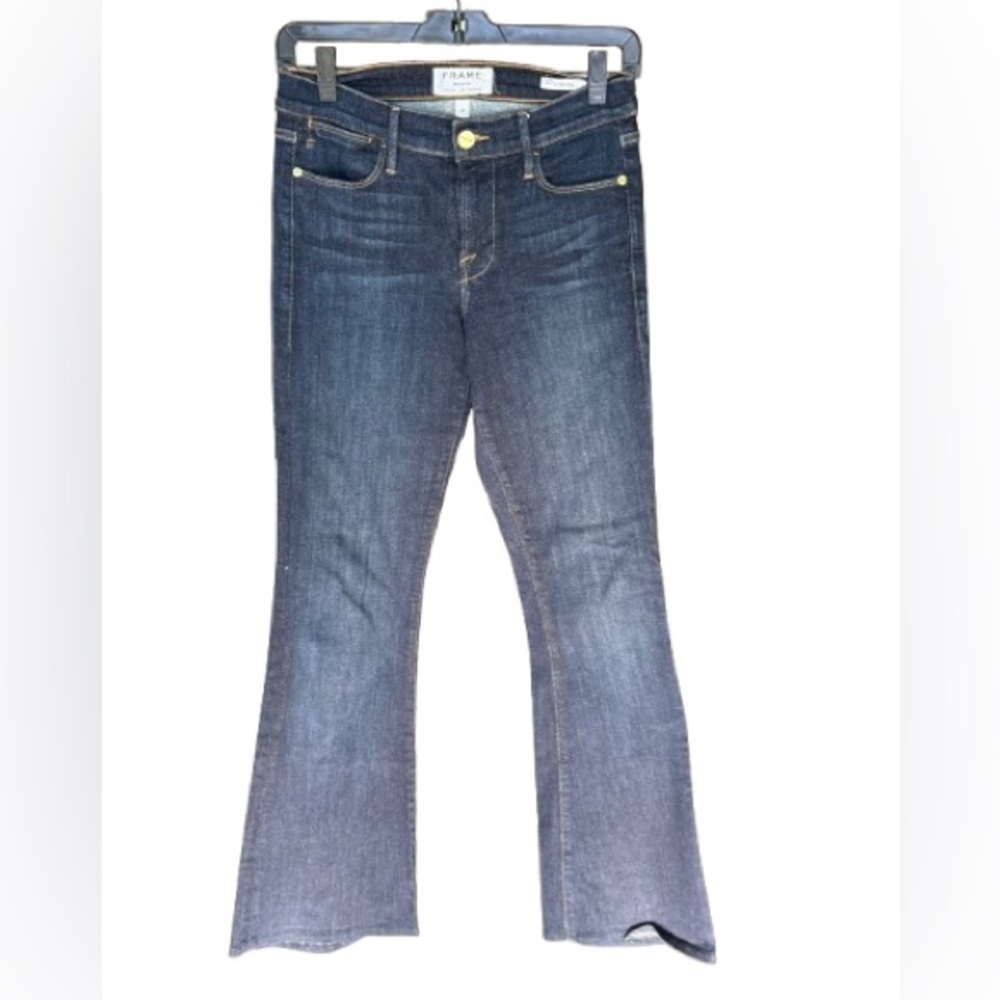 Frame Denim Le High Flare Dark Blue Jeans Size 26 Designer Denim